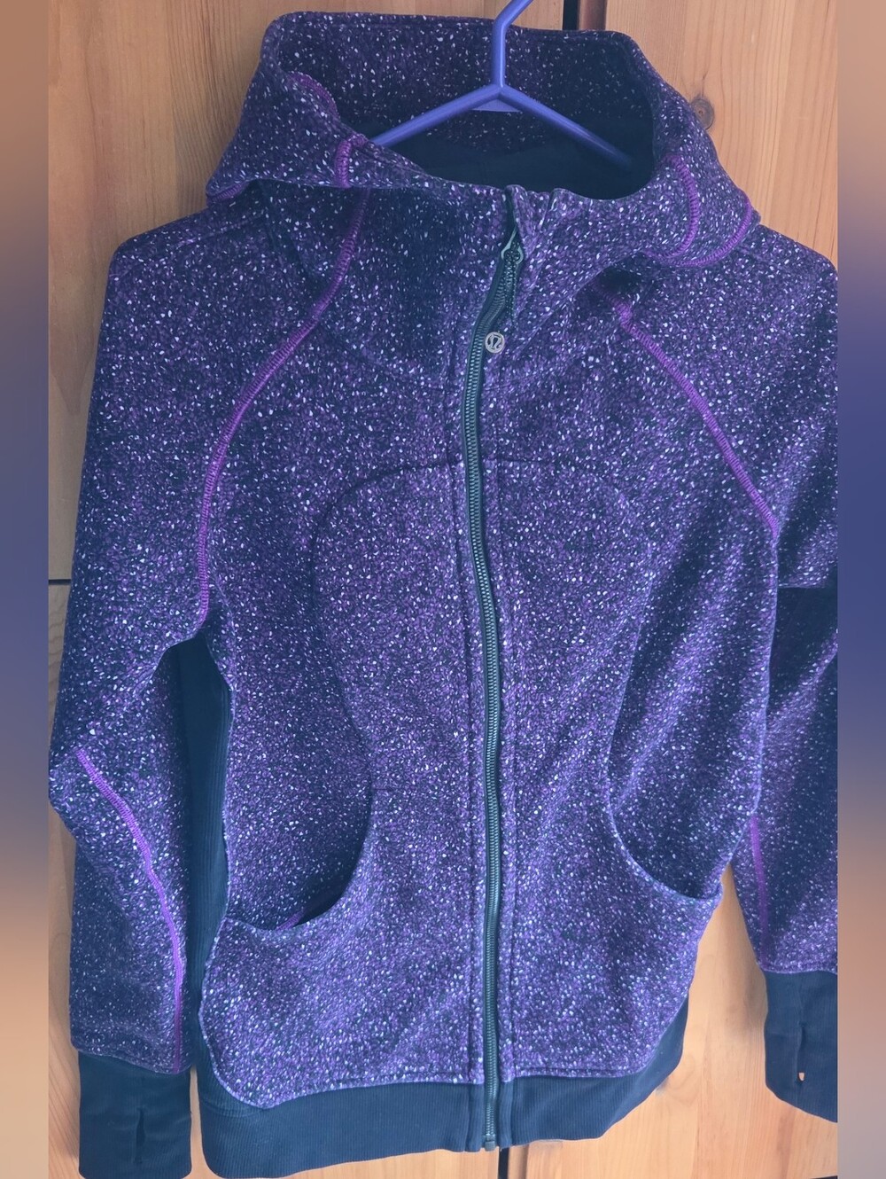 Lululemon Womens Tender Violet Speckled Scuba Hoodie Size 8